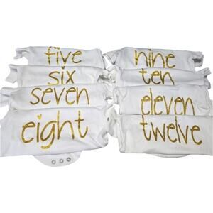 Seize The Moment JumpOff Jo Milestone Newborn Bodysuit Set Gold Glitter No Print